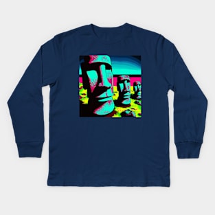 Pop Art Easter Island Kids Long Sleeve T-Shirt